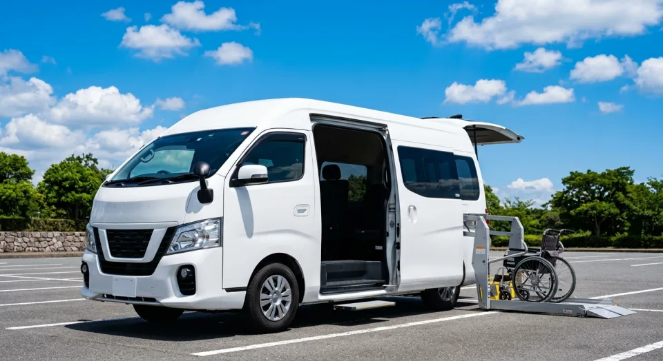 電動リフト付きの大型福祉車両キャラバン